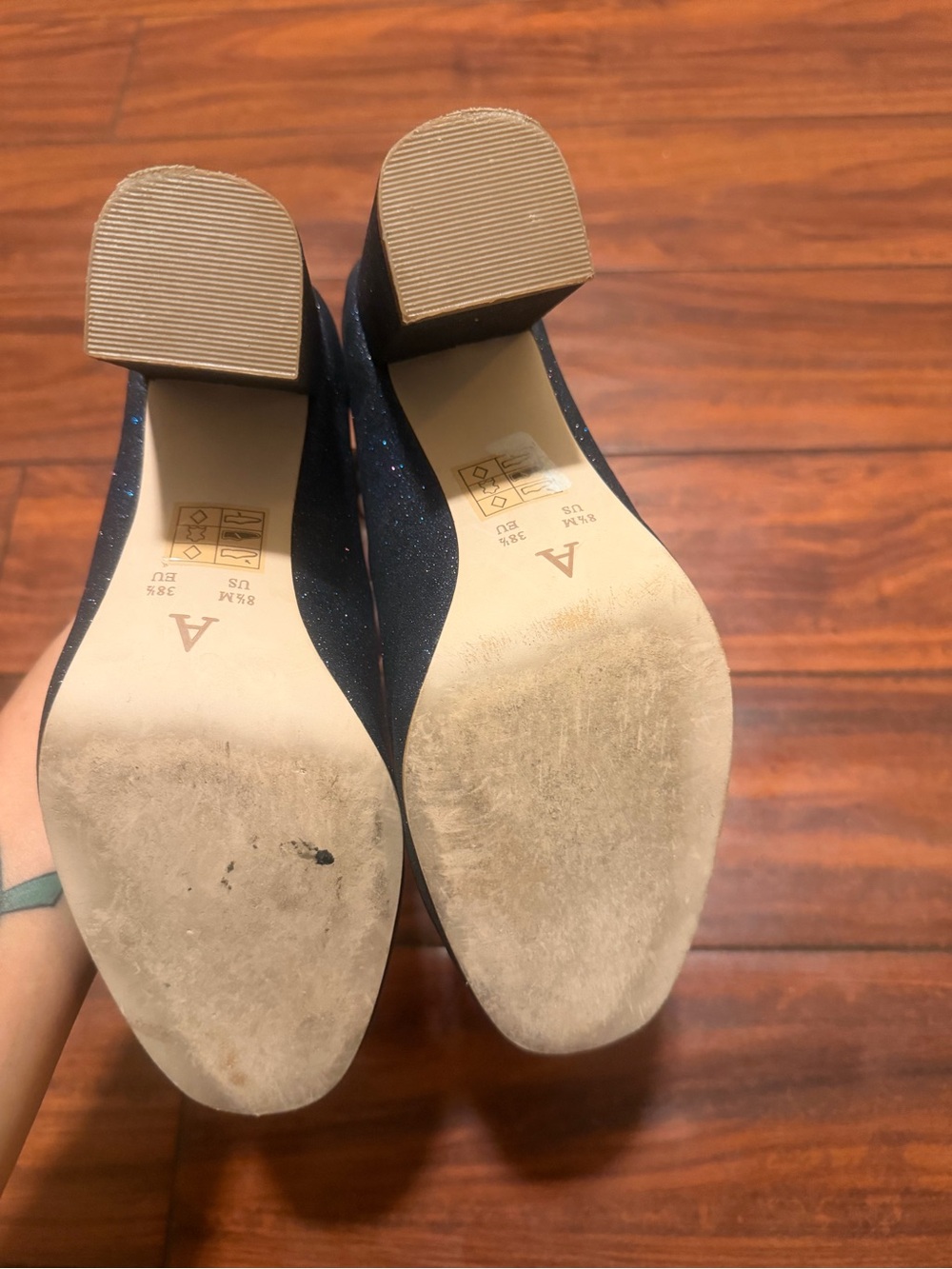 Anthropologie Black Sparkle Block Heel Pumps - Picture 9 of 11
